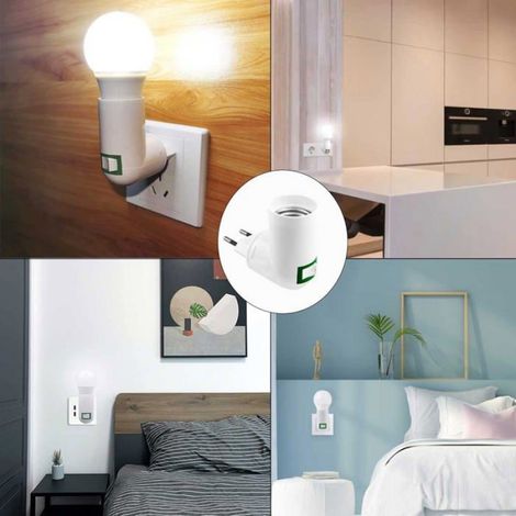 4 Pièces Douille E27 avec Interrupteur Douille de Chantier AC 220V Douille Electrique pour Adaptateur E27 Lampe de Cuisine(Blanc) (1/5)
