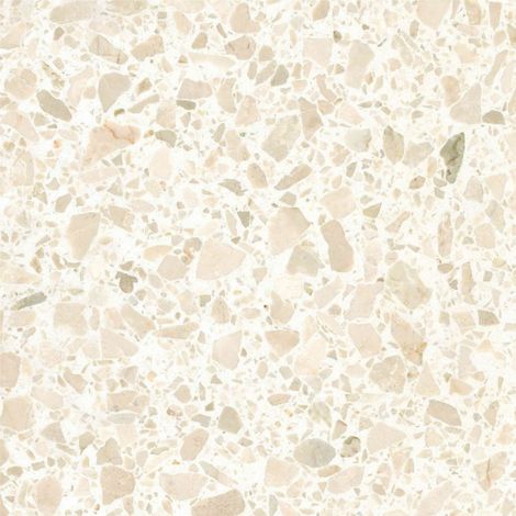 Véritable Carreau Terrazzo fond blanc inclusions crème Botticino 0/25 50x30cm boîte de 0.75m2 Satiné - Gioia Materia