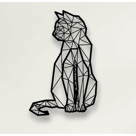Geometric cat-shaped metal wall decoration - Metal wall art - Home decor - Living room decor (1/4)