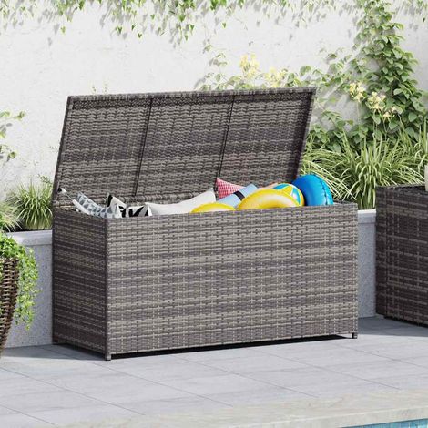 Boîte de rangement de jardin gris 120x50x60 cm résine tressée (1/5)