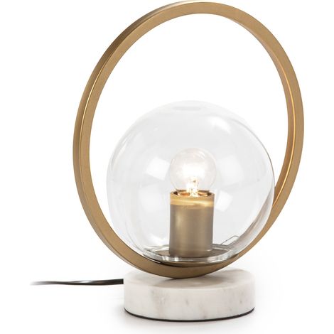 Lampara Sobremesa 25X15X29 Cristal/Marmol Blanco/Metal Dorado (1/2)