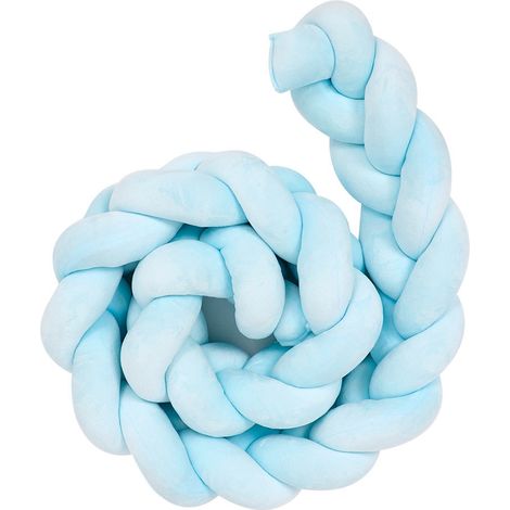 Coussin serpent bleu 1,5 m pour barrière de lit bébé, coussin noué moelleux en forme de serpent, protection de berceau rembourrée pour crèche, accessoire doux pour lit de bébé (1/5)