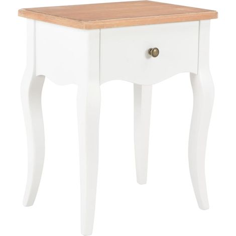 Nachttisch Weiß und Braun 40 x 30 x 50 cm Kiefernholz Massiv vidaXL (1/5)