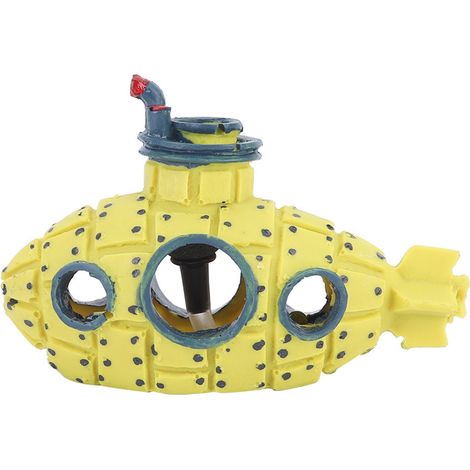 Ensemble de pierres à bulles d'oxygène réalistes jaunes en forme de sous-marin pour la décoration d'aquarium (1/5)