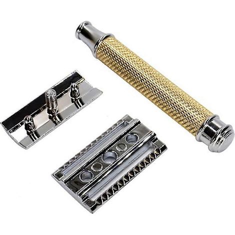 Rasoir de sécurité pliant pour homme, double tranchant, classique, doré (1/5)