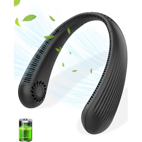 Mini ventilateur de cou portable sans pales, rechargeable par USB, avec 3 vitesses, idéal pour le bureau, les activités de plein air, les voyages et le travail. (1/5)
