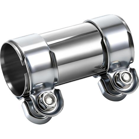 Collier Echappement 50 mm x 125 mm, Double Connecteur de Tuyau Collier, Antirouille Acier Inoxydable Manchon Echappement pour Tuyau D'Échappement de Silencieux pour Voiture Moto Camions (1/5)