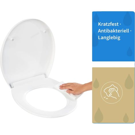 Couvercle de toilette, fermeture douce, fonction de libération rapide, BLANC (1/2)
