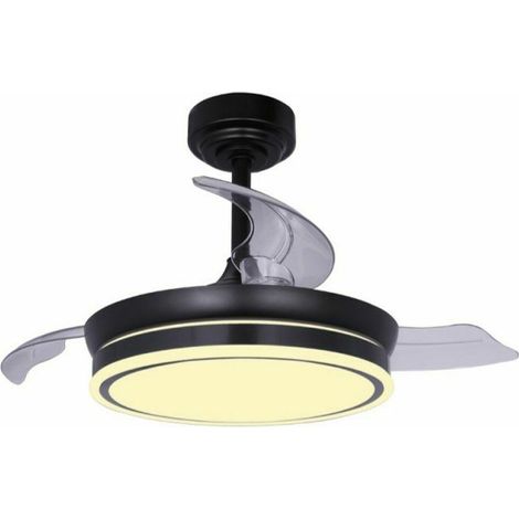 CRISTALRECORD Ventilator LED Moos Klappflügel Mini Schwarz 46W 5520Lm CCT Dim