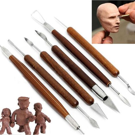 Lot de 6 outils de bricolage pour sculpture en argile, cire, céramique (1/2)