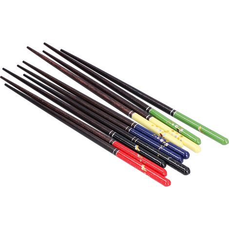 10 Paires Baguettes Bois Naturel, Motif Papillon et Fleur, Pointe Fine pour Sushi, Cadeau Fête（Troisième trimestre : septembre） (1/5)