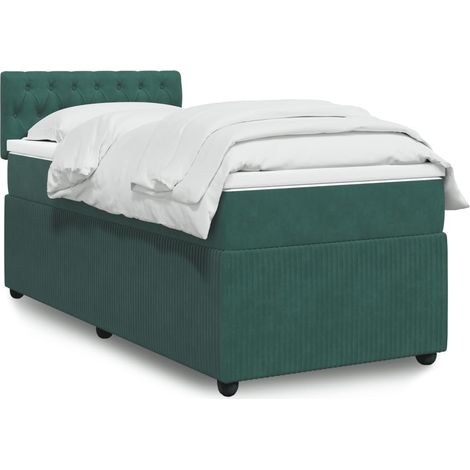 vidaXL Giroletto a Molle con Materasso Verde Scuro 100x200 cm Velluto