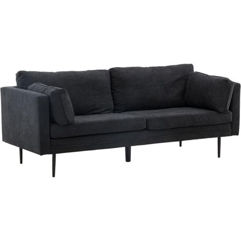Canapé 3 Places en Tissu "Boom" 203cm Noir (1/5)