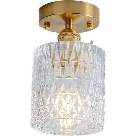 Vintage-Deckenleuchte aus Messing, Kristallglasschirm, warmes Licht - 82300043 (1/2)