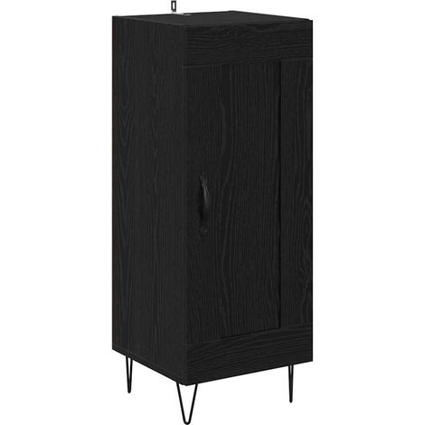 Buffet Meuble de rangement Chêne noir 34,5 x 34 x 90 cm Bois d'ingénierie et fer (1/5)