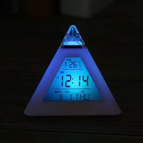 4 Couleurs Led Changement Numérique Réveil Bureau Gadget Numérique Thermomètre Nuit Glowing Cube Lcd Horloge (1/4)