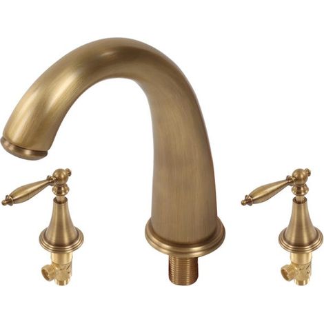 Robinet lavabo 3 trous en laiton, mitigeur à double poignée, robinetterie salle d'eau vintage européenne, style rétro ancien (1/5)