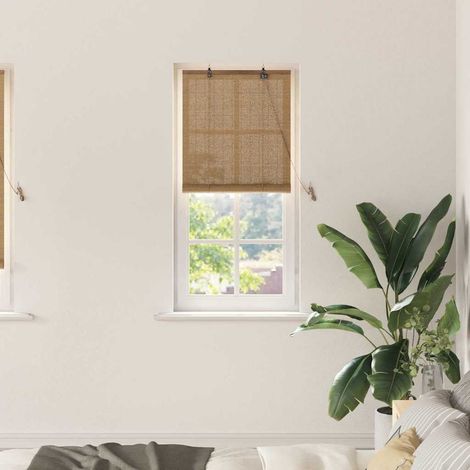 Rollo mit Vorhängen Braun 60 x 220 cm Bambus