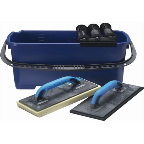 KIt de lavage T-323 - seau 22L avec 4 roulettes + platoir à éponge + platoir à joints