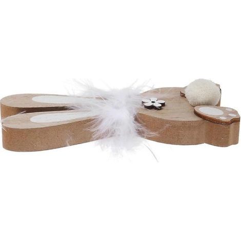 Figurine de lapin en bois, décoration de table, symbole de printemps et de famille. Dimensions : 9,3 x 3,5 cm. Cadeau (1 pièce). (1/5)