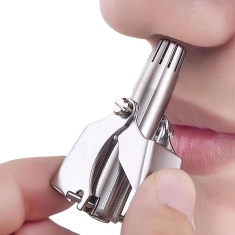Tondeuse à poils de nez manuelle, 1 pièce, tondeuse à poils de nez en acier inoxydable avec 12 lames à double tranchant pour hommes, rasoir de nez étanche sans douleur et sans batterie (1/3)