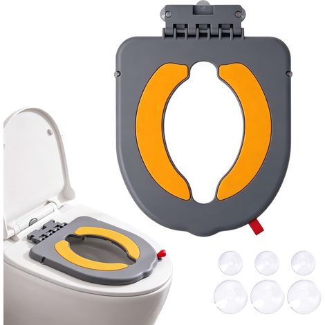 Reducteur Toilette Enfant, Reducteur Wc Bebe Avec Base A Ventouse, Ergonomique Siege De Toilette De Voyage Portable, Pliable Reducteur Toilette Enfant Pour Garcons Et Filles, Facile A Nettoyer (1/5)