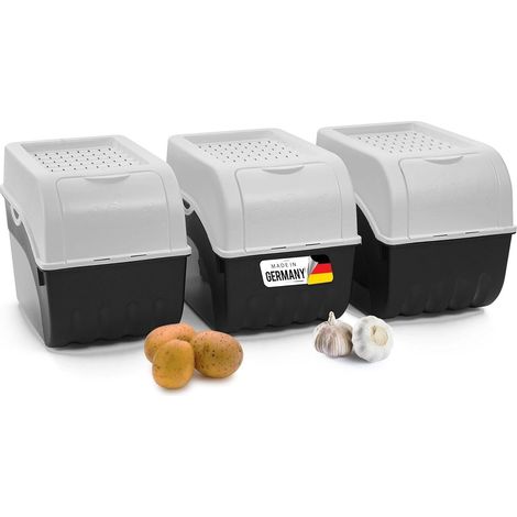 Boîte de rangement pommes de terre 3x9L blanc empilable