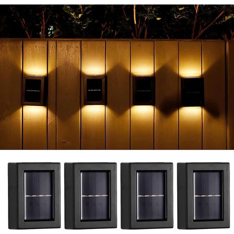 Gartenleuchten, 4er-Set, Solar-LED-Wandleuchten, Schutzart IP65, fest integrierte LEDs.