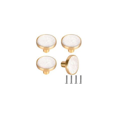 4pcs Drawer Door Handle 32mm Single Hole Round Furniture Knob Drawer Knobs Door Knobs, Furniture Handles for Cupboard Cabinet Kitchen White (1/5)