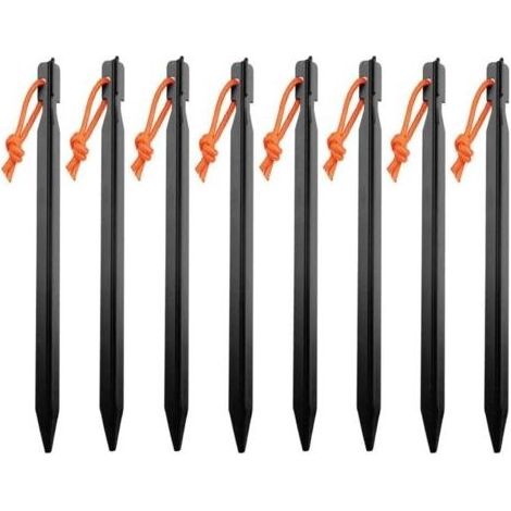 20 Piquets de tente, Alliage d'aluminium, Forme en Y, 18 cm, Noir, Pour camping, Randonnée, Jardin (1/5)