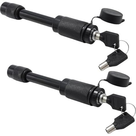Lot de 2 serrures d'attelage de remorque 5/8" avec 2 clés, serrure d'attelage à fermeture identique pour remorques, vélos et camping-cars (1/4)