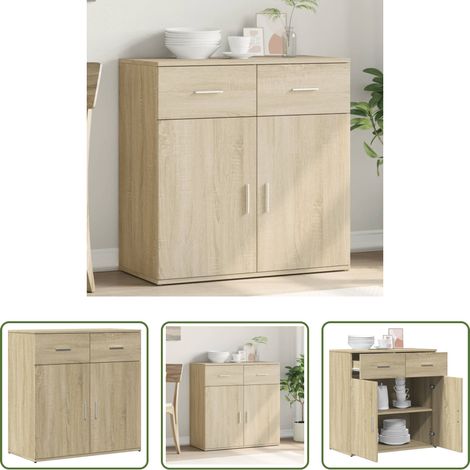 Holz Sideboard - Sideboard Sonoma-Eiche 79x38x80 cm Holzwerkstoff (1/5)