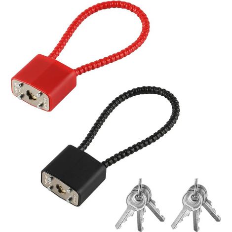 Set aus 2 Stahlseil-Vorhängeschlössern mit Schlüsseln und robustem Stahlseil mit langem Bügel, flexibles Kabel-Vorhängeschloss mit Schlüsseln für Mülltonne, Fahrrad, Koffer, Tor, Spind im Fitnessstudi (1/4)