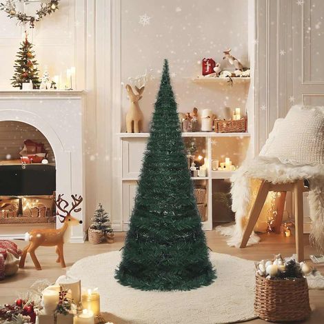 Albero di Natale  Albero natalizio  Albero festivo Artificiale Apribile Preilluminato Verde 150cm (1/5)