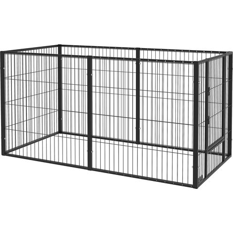 Parc à chiens, panneaux métalliques ajustables, construction en acier durable, noir, 150X79X81 cm (1/5)