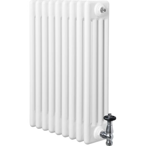 Radiatore Tradizionale 4 Colonne Orizzontale Bianco & Valvole 600 x 425 mm