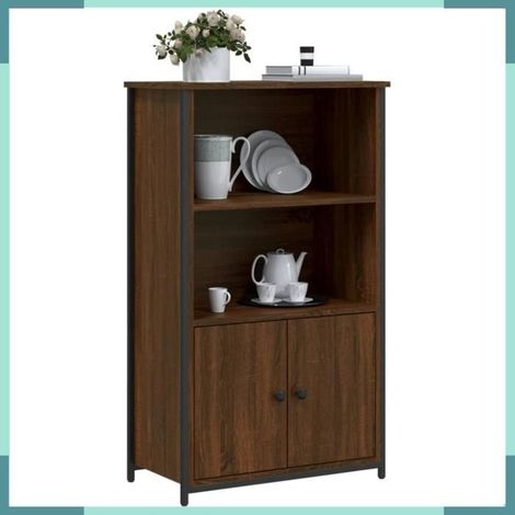 834219 Buffet haut chêne marron 62x32x103,5 cm bois d'ingénierie (1/5)