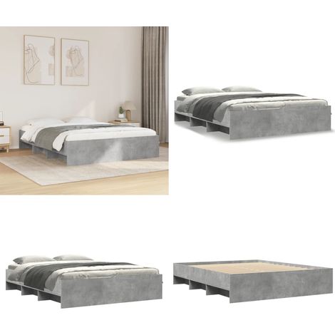 vidaXL Bettgestell ohne Matratze Betongrau 160x200 cm Holzwerkstoff (1/5)