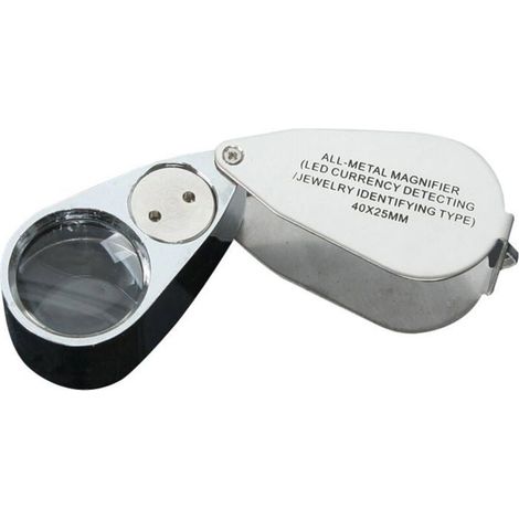 Lente d'ingrandimento pieghevole per gioielli 40x con lampada UV (1/4)