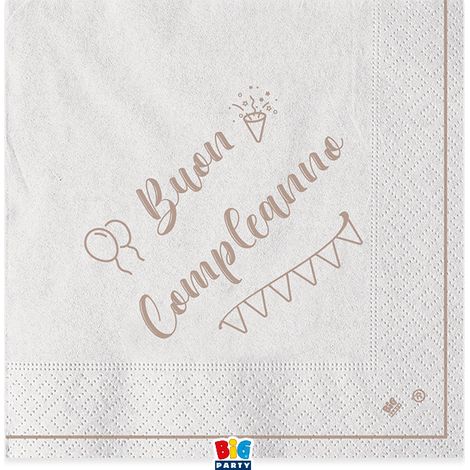 Big Party Tovaglioli Carta Buon Compleanno Kraft 33 x 33 Cm Cf 20 Pz