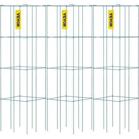 VEVOR Jaulas para Tomates, 37 x 37 x 100 cm, Jaulas Cuadradas de Soporte para Plantas Resistentes, Torres de Tomate de Acero Recubiertas de PVC Verde para Trepar Verduras, Plantas, Flores, Frutas