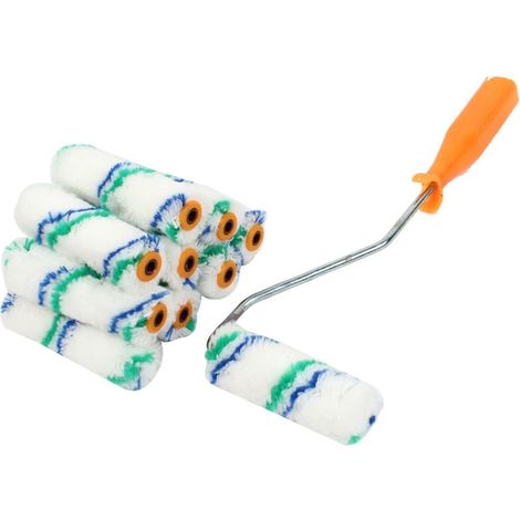 Pinceau à rouleau peinture rayures en plastique orange, 4'' avec 9 pièces. Produits pour décoration