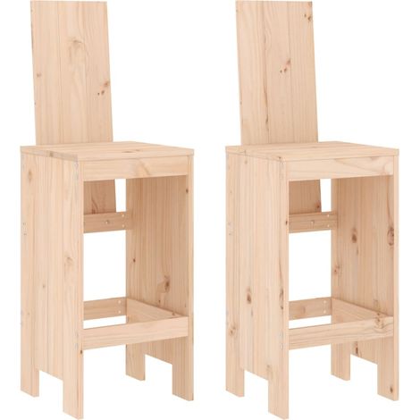 Lot de 2 Tabourets de bar,Chaise haute,Tabouret Haut 40x42x120 cm bois massif de pin CFW49742 (1/5)
