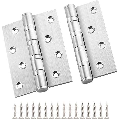 Paumelles,4 Pièces Charnières de Porte en Acier Inoxydable 100 x 80 mm avec 32 Pièces de Vis,Charnières pour Meubles de Cuisine,Armoires de Quincaillerie,Fenêtres,Boîtes en Bois Porte GROOFOO (1/5)