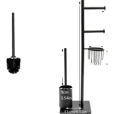 Distributeur de papier toilette, rangement multifonctionnel, design moderne, noir (1/2)