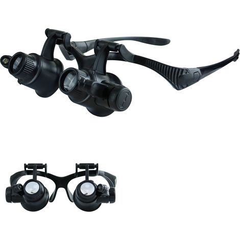 Stirnband-Fernglas mit LED-Beleuchtung zur Schmuckbetrachtung, Antiquitätenforschung und Uhrenreparatur 4 Objektivsätze: 10x, 15x, 20x, 25x (1/2)