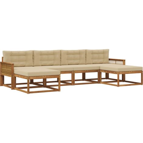 Ensemble de canapés d'extérieur 6 pc Naturel et Beige vidaXL
