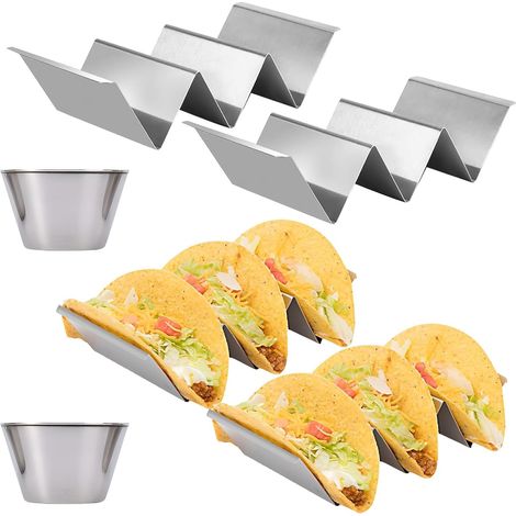 Lot de 2 Supports à tacos, Acier inoxydable, Passe au lave-vaisselle, Pour tacos souples et durs, Idéal fête (1/5)