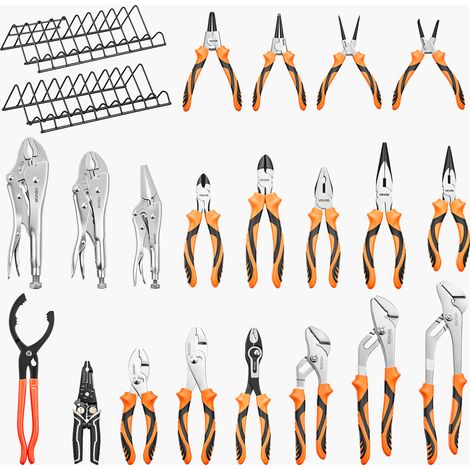 VEVOR Juego de Alicates 20 Piezas Herramientas Manuales de Acero al Carbono, para Bricolaje, Reparaciones Domesticas y Mecánicas, Punta Larga, Bloqueo, Corte Diagonal, Pico de Loro, Anillos Elásticos (1/5)