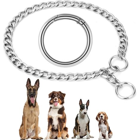 Colliers de Chien de Chaîne, Collier Étrangleur pour Chien, Collier Contrôle Réglable en Acier Solide Chaîne en Métal pour Dresser et Promener Les Petits et Les Grands Chiens (S-55cm) (1/5)